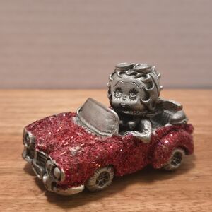 Betty‎ Boop Red and Silver Glitter Car Figurine Vintage 90's Pewyer